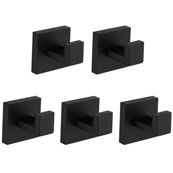 

5-piece robes towel hook black jacket hook s304 stainless steel wall modern bathroom accessories, wall-mounted
