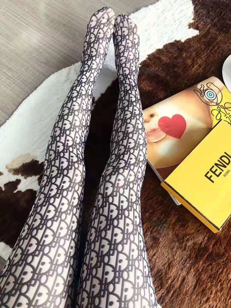 

designer women's siamese socks with luxury letter print brand socks streetwear with separate packaging fashion women's tights cosm, Black;white