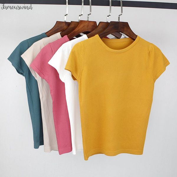 

summer women t shirt high эластичность o шея короткая трикотажные рукава tee shirt дышащие женский tshirt drop доставка, White