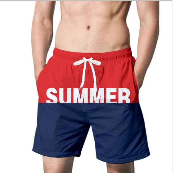 

2019 Summer Mens Swim Shorts Beach Pants Summer Printed Casual Swimwear Pants Contrast Color Shorts with Free Shipping