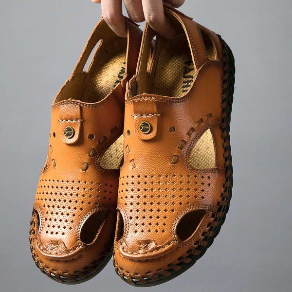 

sandals fish mens beach sport casual hombre sandalias man fashion summer slipper rubber for outdoor roman leather slippers, Black