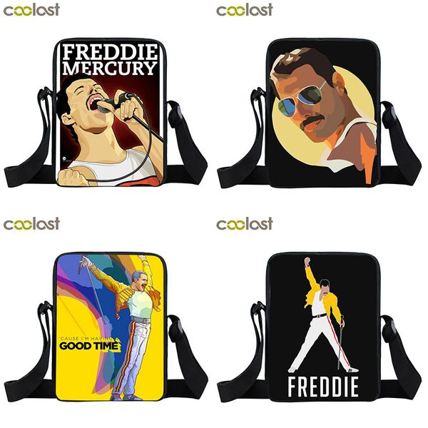 

rock legend freddie mercury corssbody bags for women men trave bags hipster mini messenger bag boys girls' clutch beach bag