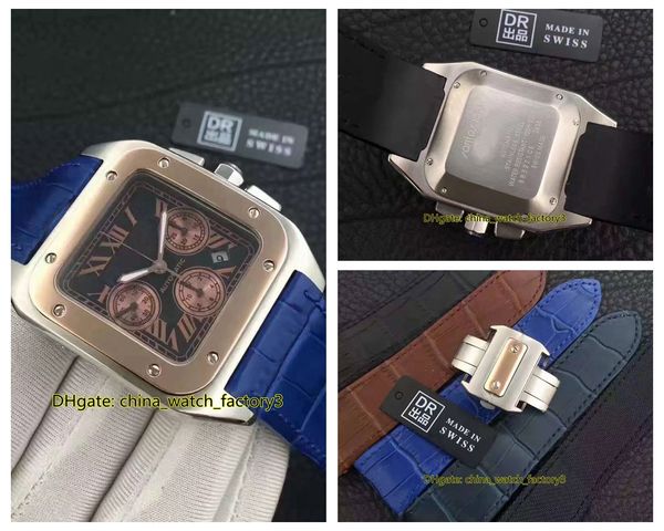 

5 style dr maker 38mm san100 w20090x8 chronograph 18k gold asia eat 7750 movement mechanical automatic mens watch watches, Slivery;brown