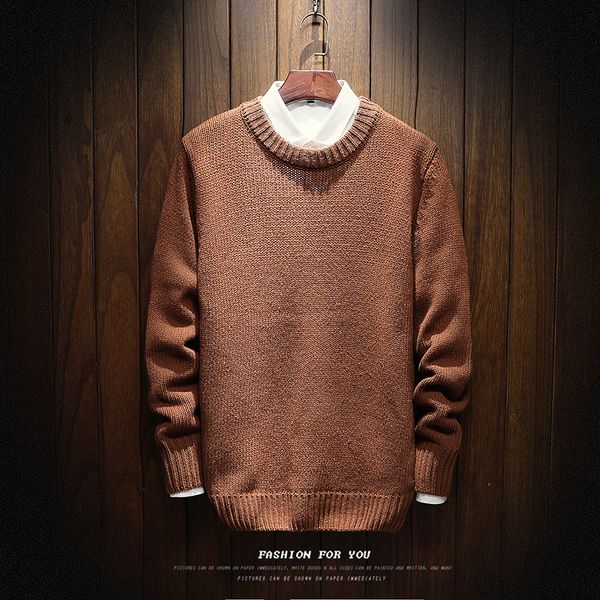 

autumn winter new men's sweater fitness circular collar solid colors knitted sweater korean version of the bottom, White;black