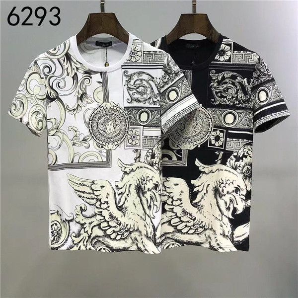 

mens versace euramerican моды дизайнер футболки мужчин shortsleeve хлопка стрейч футболка дизайнерские футболки мужские письмо печатные руба, White;black