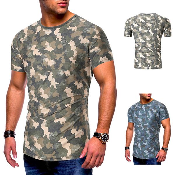 

Summer Camouflage O-Neck Mens Tshirts Short Sleeve Frayed Mens Tops Fashion Skinny Teenager Tees