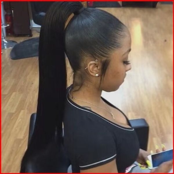 

140g human hair pony tail thick clip on loose wave brown brazilian virgin hair straight pony tail hair extensions relaxed slick, Black