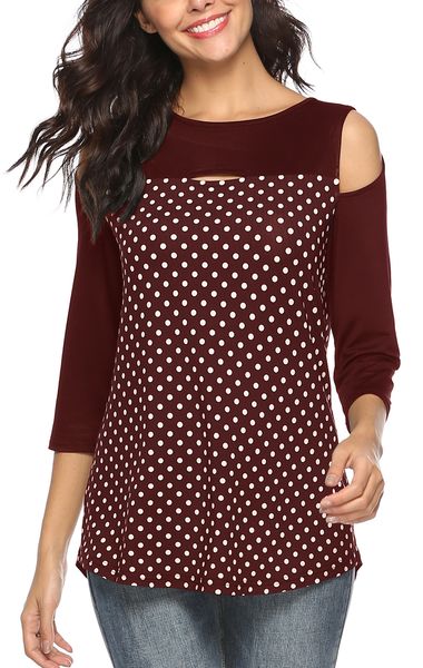 

women's clothing autumn winter coat splice polka dot off-shoulder dresses, White