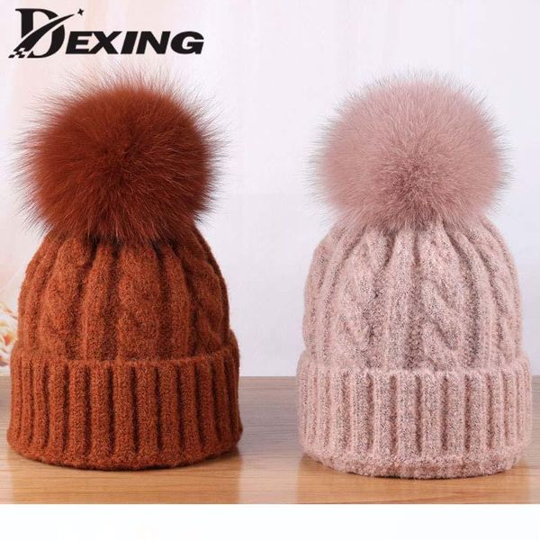 

новые зимние вязаные шапки для женщин мех pom pom бал hat женский девушка шерсти hat трикотажная skullies шапочки gorros mujer invierno, Blue;gray