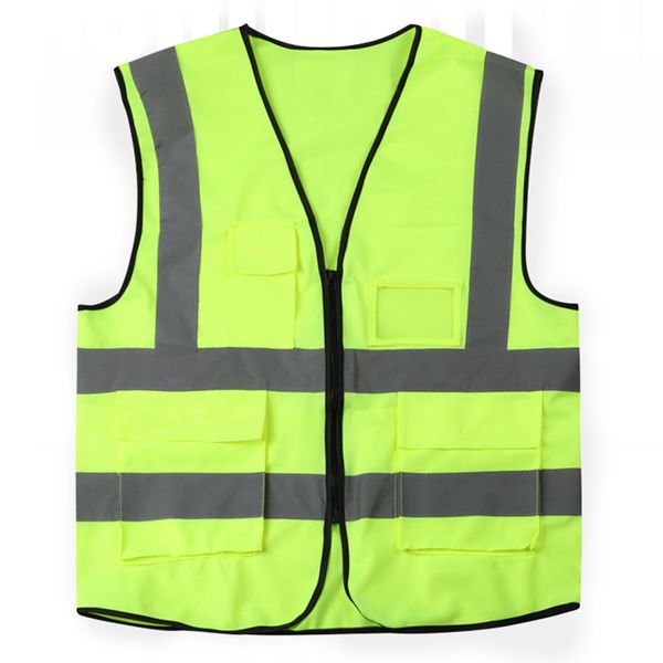

hi-vis vest mesh safety work high-visibility with zipper reflective jacket