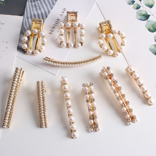 

korean sweet clips women fashion hair accessories metal pearl hairpins lady simple hair clip barrette headwear styling tool