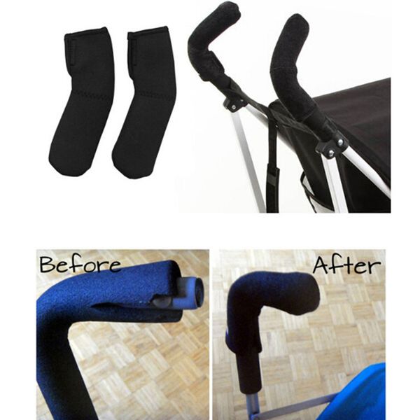 

2pcs/pair new baby stroller accessories carriage front handle pram black magic tape bumper bar cover accessoire pram pushchair