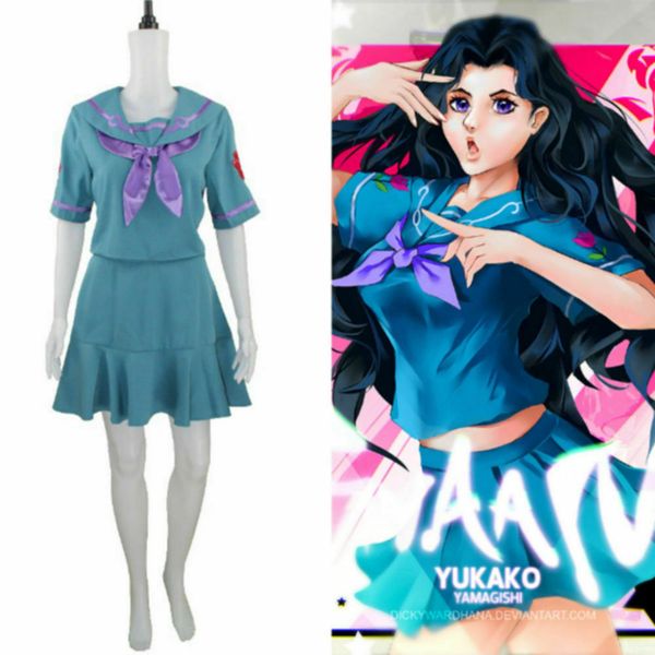 

jojo в bizarre adventure ямагиси yukako sailor платье равномерное косплей костюм f, Black;red