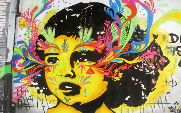

huge graffiti street art girl face banksy home decor handpainted &hd print oil painting on canvas wall art canvas pictures 200218