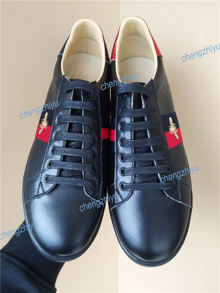 

2019 men women ca ual hoe fa hion luxury brand de igner neaker lace up port hoe with genuine leather bee embroidered