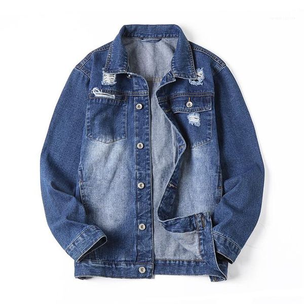 

с длинным рукавом свободные hoom одежда повседневное пальто мужская дизайнерская джинсовая куртка пальто весна новый синий отверстие, Black;brown