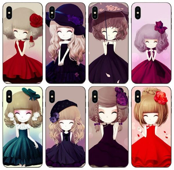 

[tongtrade] simple art cute kawaii girl princess case for iphone 11 pro max x xs 8s 8 7s 7 6 5 plus galaxy s10 honor 5c htc desire 630 case