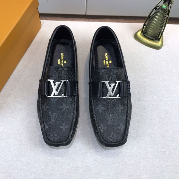 

De igner fa hion luxury 2019 men hoe printing genuine leather flat metal button pea hoe brand ca ual hoe with box