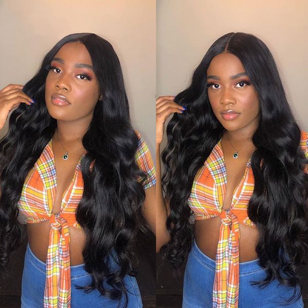 

rxy brazilian body wave full lace human hair wigs for black women pre plucked brazilian lace wig with baby hair natural hairline, Black;brown