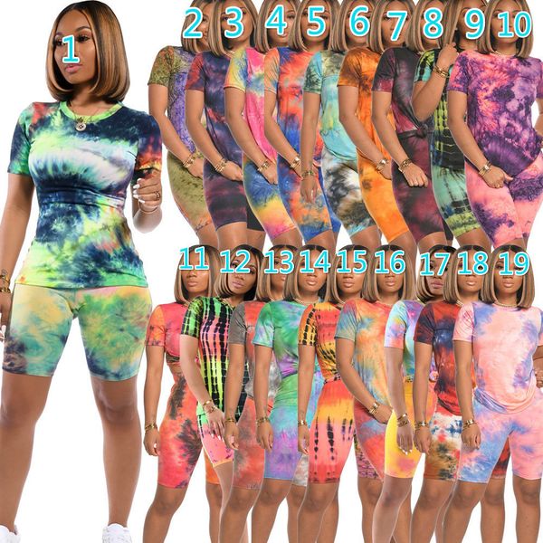 

дизайнер женщины двухкусочный эпикировка лето tracksuit lip tie dye t shirt top + кальсоны 2 piece set plus размер женская одежда sweatsuits, Gray