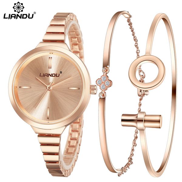 

genvivia ladies watch stainless steel analog analog bracelet watch 2018 new crystal diamond luxury clock, Slivery;brown