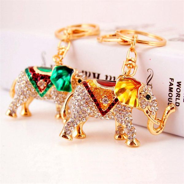 

rhinestone animal elephant pendant keyring new arrival enamel crystal keychain charms lobster clasp car key chains key ring craft, Slivery;golden