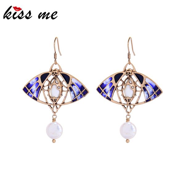 

kissme punk women drop earrings delicate enamel resin flying moth evil eye skull earrings cultured pearl vintage fashion jewelry, Silver