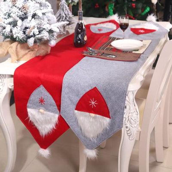

cotton embroidered christmas table for home restaurant new year decoration 175*35cm deer xmas tree table runner cloth cover wholesalejj20125, Silver