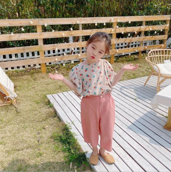 

2020 new arrival girls boys dots t-shirt cotton summer girls 2-7t qa607, Blue