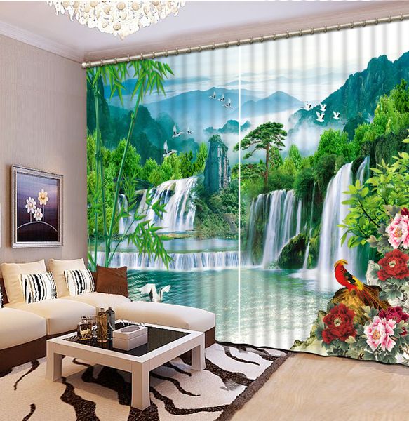 

luxury 3d window curtain living room shower hooks welcoming pines and waterfalls curtains blackout tapestry custom size