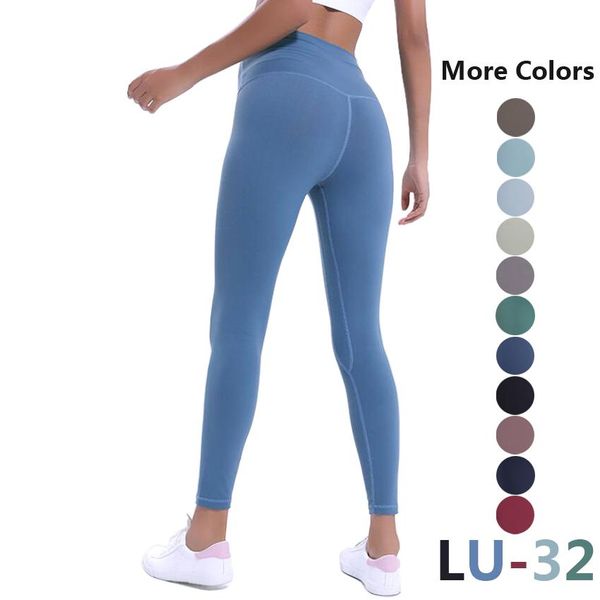 

lu leggings women yoga pants yogaworld lu-32 016 high waist sports gym wear elastic fitness lady overall tights workout solid color, White;red