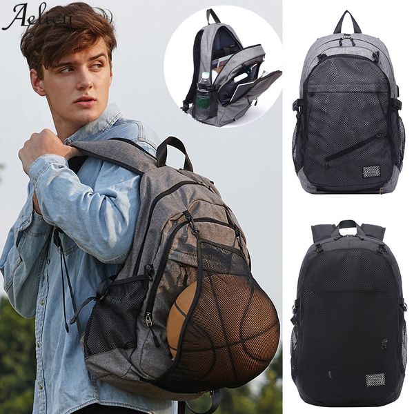

aelicy men's bag basketball bag outdoor fitness usb charging backpack women's sports backpack men's student school