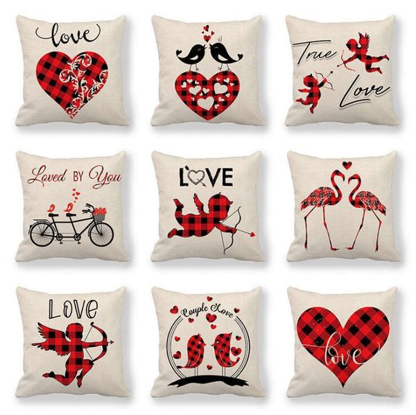 2020 Federa San Valentino Cuore rosso Federa Cuscini decorativi Dolce amore Decorativo per la casa Dekoratif Yastklar 150 stili