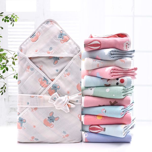 

abay baby bath towel 6 layer cotton gauze muslin children blankets bedding infant newborn swaddle kids cotton wrap quilt 90*90cm