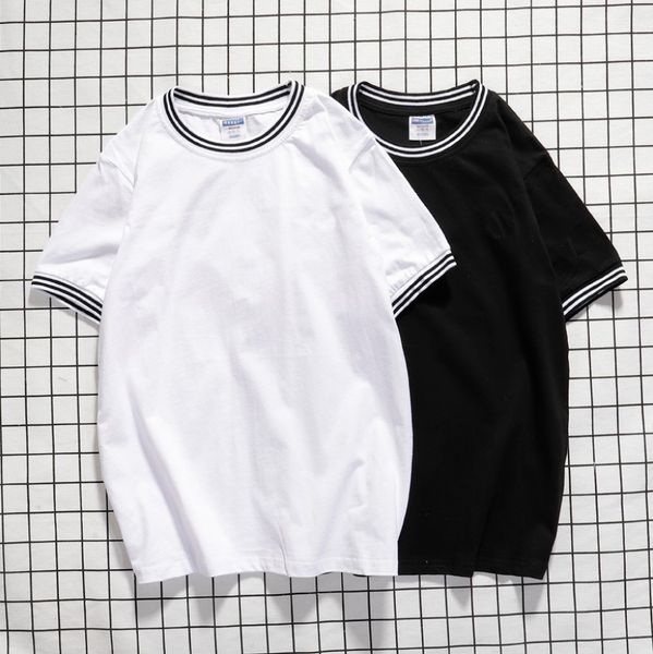 

men's t-shirt summer new breathable trend colorful printing fashion women's men's t-shirt short sleeve color black and white, White;black