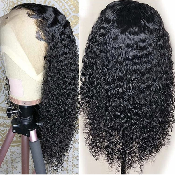 

long kinky curly bob lace front human hair wigs remy brazilian for women pre pluck natural color bleached knots, Black;brown