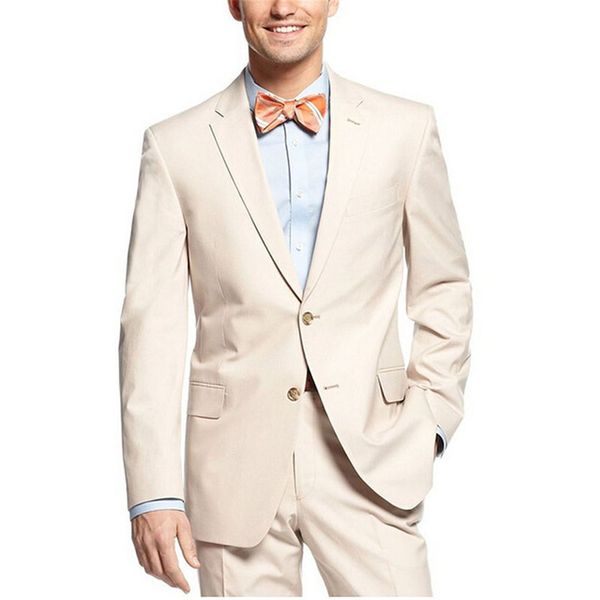 

groom tuxedos side vent mens suits groomsmen notch lapel groom men tuxedos beige wedding man suit (jacket+pants, White;black