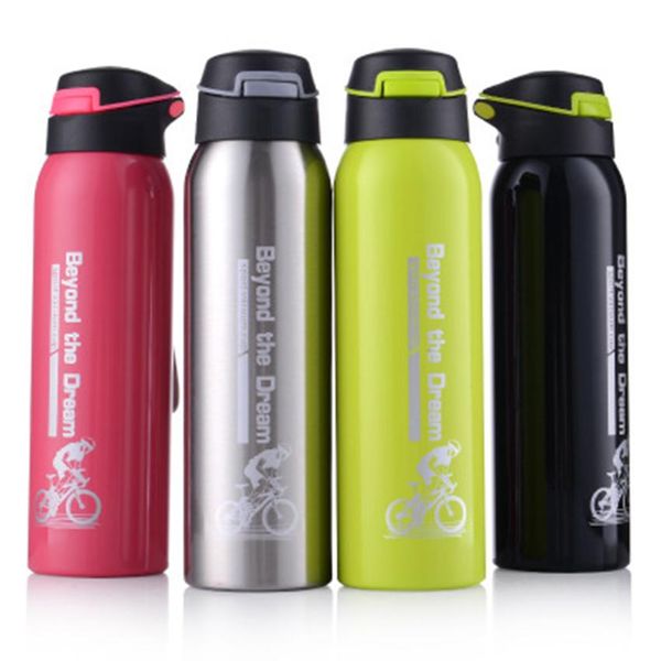 

500ml stainless steel vacuum insulation cup straw water bottle portable bicycle sports straw flask bottle for drinking zza939