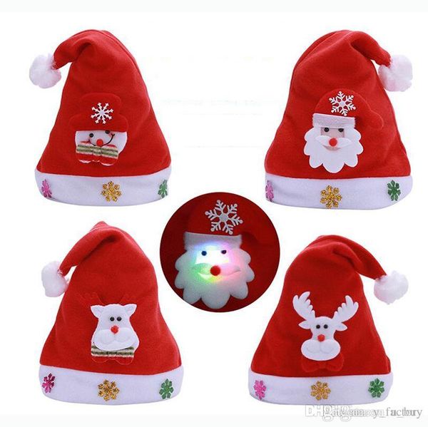 

2018 светится красный санта-клаус шляпа ультра мягкий плюш рождество косплей шляпы рождественские украшения взрослых рождество партии шляпы