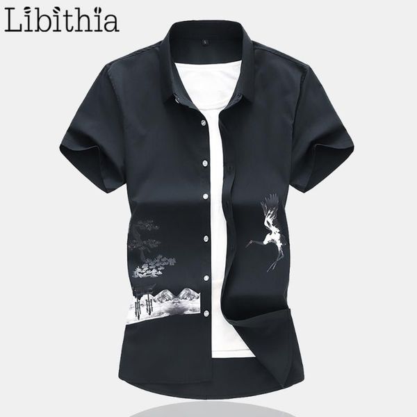 

men's casual shirts short sleeve clothes male summer 2020 new chinese style pattern black white light blue r24, White;black