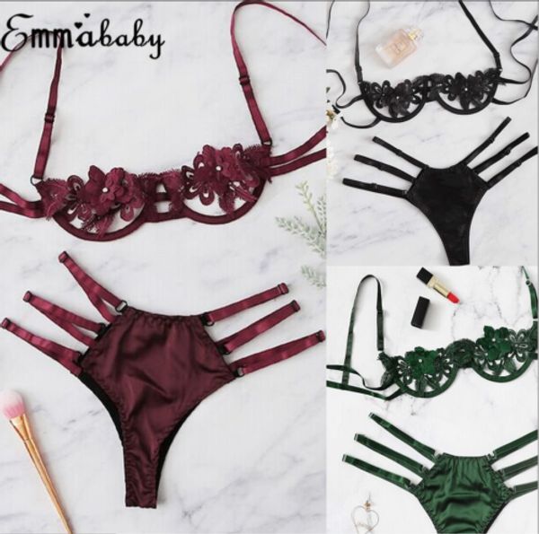 

2019 new fashion womens lingerie set lace bra sets wireless bra + panty underwear babydoll bathing casual adjusted, Red;black