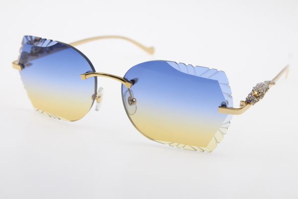 

Супериор Поставщики Rimless Солнцезащитные очки Новый Резные объектив T8200762 леопарда серия Солнцезащитные очки без оправы Новые Горячие Солнцезащитные очки с коробкой
