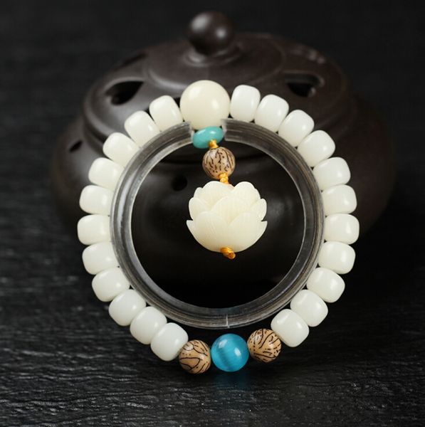 

fashion authentic hainan white bodhi root single circle lovers buddha beads bracelet bodhi root prayer hand string women jewelry, Black