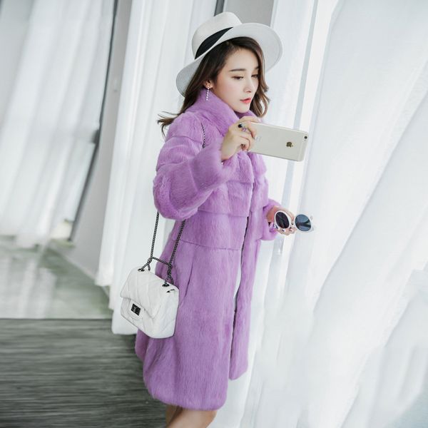 

wave cut whole skin natural fur jackets women stand collar full sleeve real fur coats female overcoat plus size m - 6xl, Black