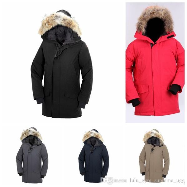 

2019 raccoon fur winter down parka homme designer jacket outerwear hooded fourrure manteau canada down jacket coat doudoune e06785678, Red