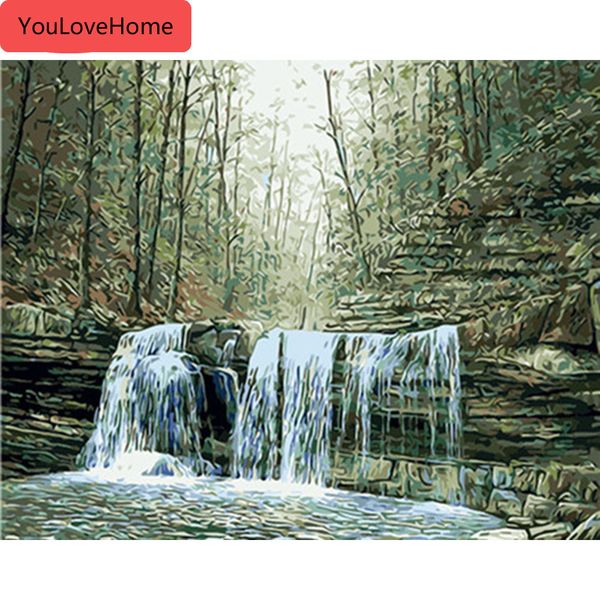

пейзаж живопись по номерам водопад рисунок на холсте ручная роспись арт подарок diy picture kits home decoration