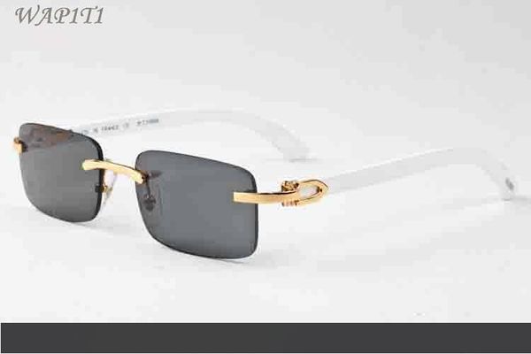 

2019 men and women wood sunglasses designer buffalo horn glasses rimless sunglasses original bamboo sun glasses oculos, White;black