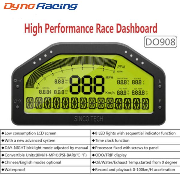 

do908 universal dash race display wire harness set dashboard lcd screen gauge waterproof full sensor kit dashboard for rally car