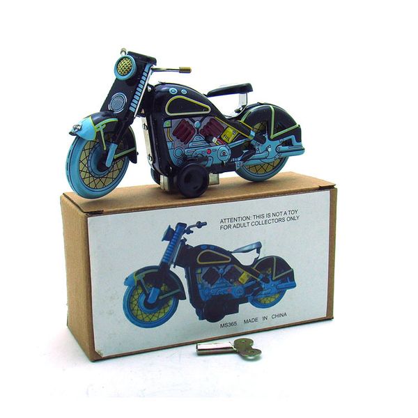 

funny] collection retro wind up toy metal tin the motorcycle model mechanical toy clockwork toy figures model kids gift