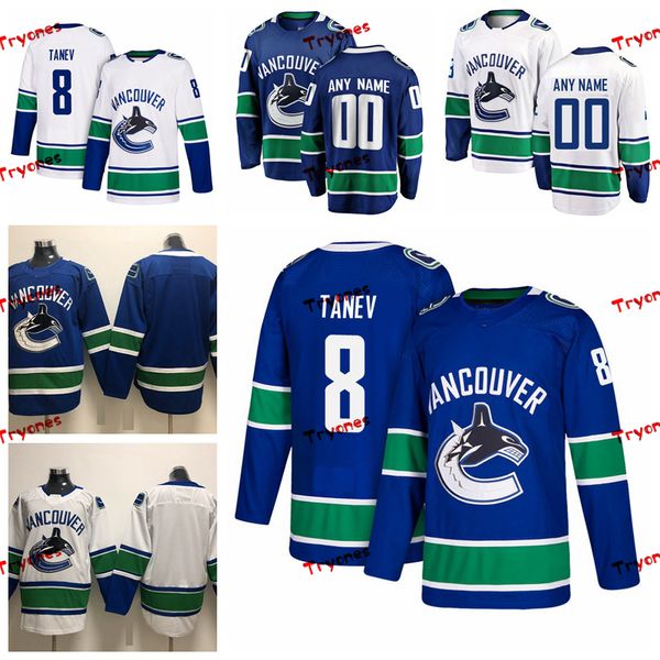 

2019 vancouver canucks chriser tanev stitched jerseys mens customize home blue shirts 8 chriser tanev hockey jerseys s-xxxl, Black;red